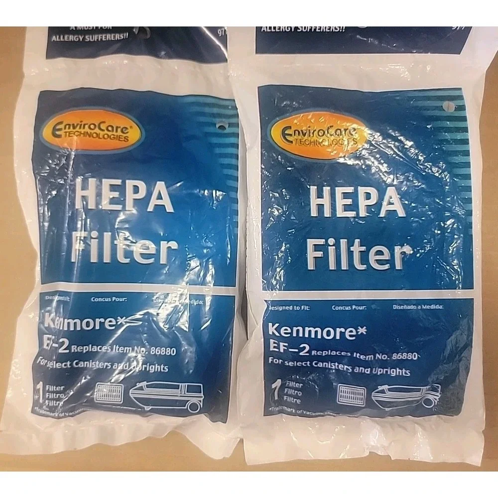 2 Kenmore Progressive EF 2 Pleated HEPA Filters for 86880 Sears Vacuum Cleaner.